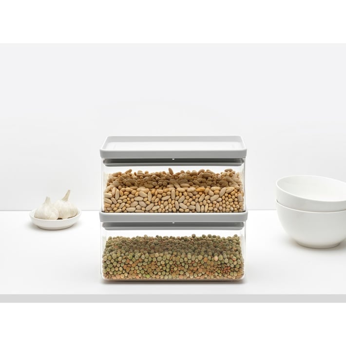 Кутия за съхранение на продукти Brabantia Tasty+ Stackable 1.5L, Light Grey