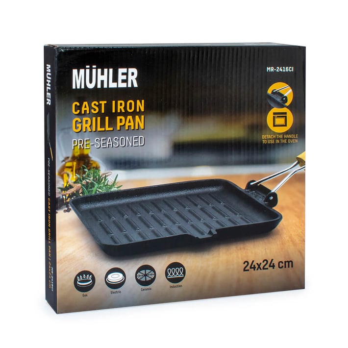 Grill Pan Muhler Tika MR-2416CI NEW 24x24cm, Cast Iron