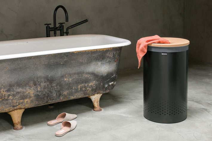 Кош за пране Brabantia 60L, Matt Black, корков капак