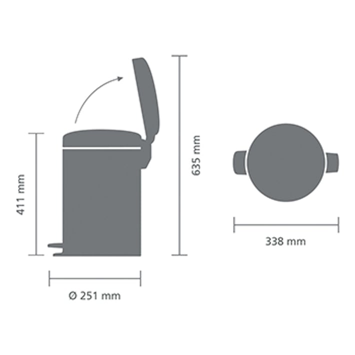 Coș de gunoi cu pedală Brabantia NewIcon 12L, Brilliant Steel