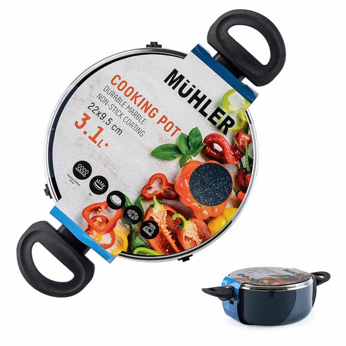 Тенджера Muhler Nia MR-2244 22x9.5cm, 3.1L.