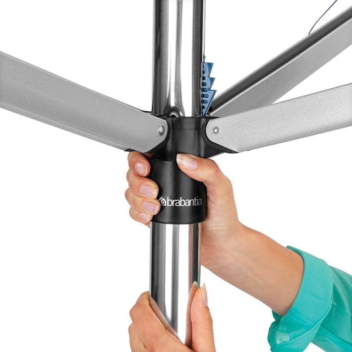 Външен простор Brabantia Topspinner 50m, метален шиш за вкопаване, Metallic Grey
