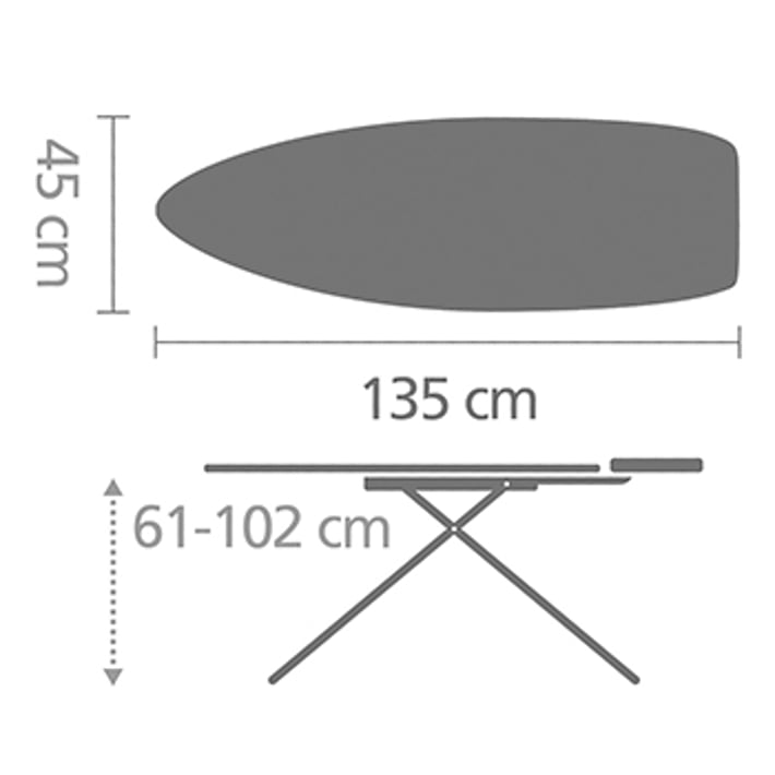 Маса за гладене Brabantia D 135x45cm с топлоустойчива зона за ютия, PerfectFlow Spring Bubbles