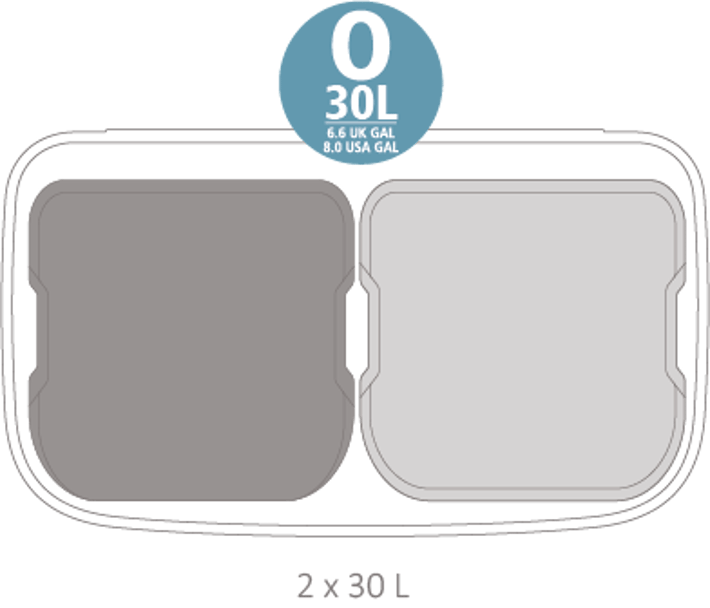 Кош за смет Brabantia Bo Pedal 2x30L, Mineral Concrete Grey