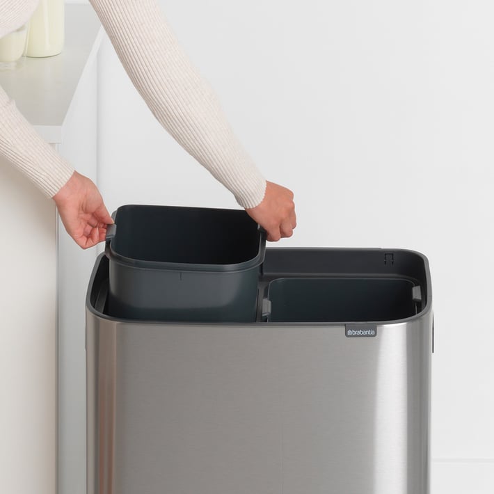 Кош за смет Brabantia Bo Touch 2x30L, Matt Steel Fingerprint Proof