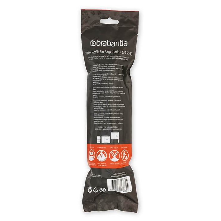 Торба за кош Brabantia PerfectFit Sort&Go/Bo размер J, 20-25L, 10 броя, ролка
