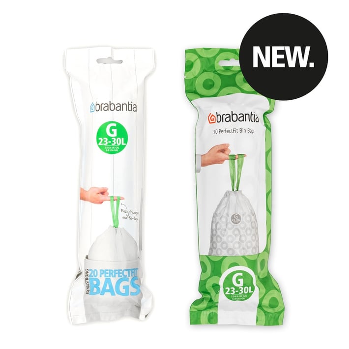 PerfectFit Bags Brabantia Size G, 23-30L, 20 pcs, White