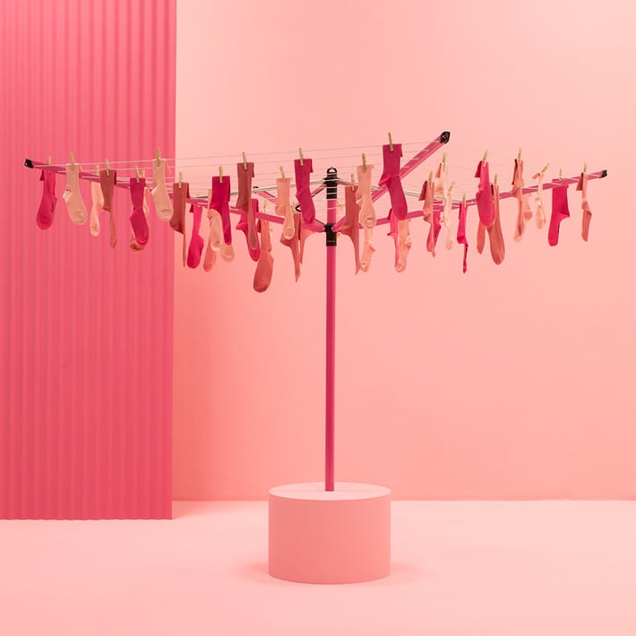 Външен простор Brabantia Lift-O-Matic 50m, метален шип за вкопаване, калъф и торба с щипки, Spring Pink