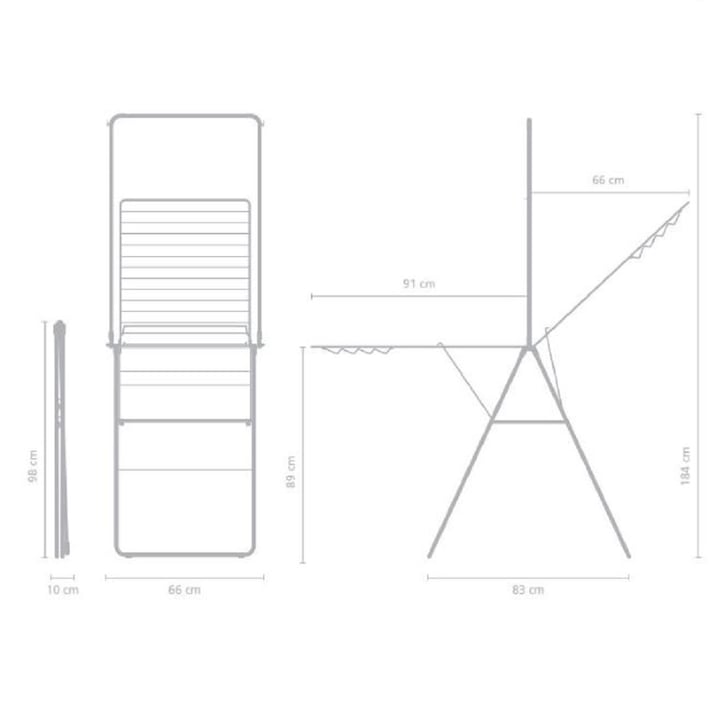 Сушилник за дрехи Brabantia Hangon, 25m, допълнителен прът, Matt Black