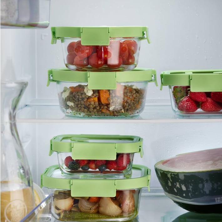 Комплект квадратни кутии за съхранение Lekue 3 броя, с четиристранно затваряне