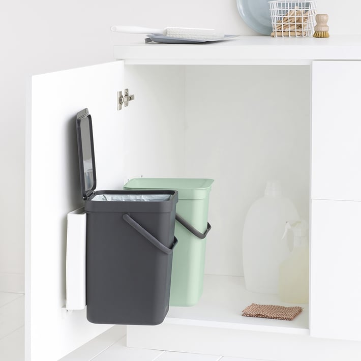 Кош за смет за разделно събиране Brabantia Sort&Go 2x12L, Dark Grey & Jade Green