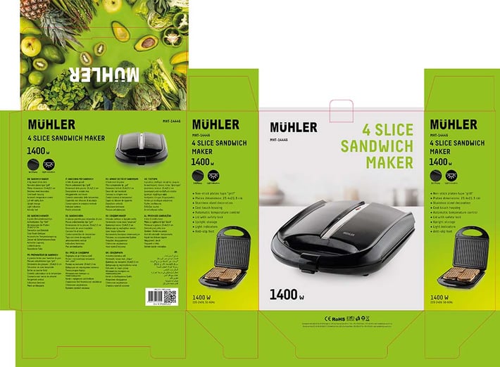 Уред за сандвичи Muhler MHT-1444G, грил плоча