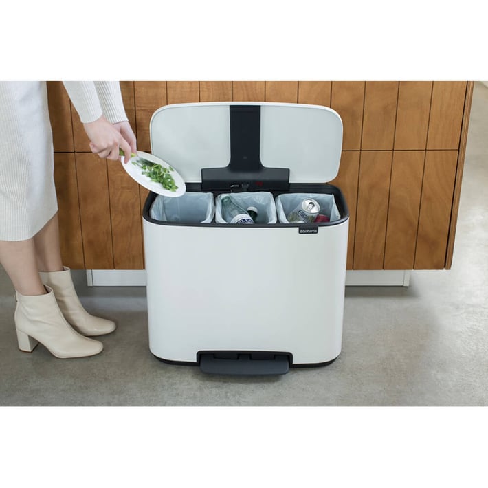 Кош за смет Brabantia Bo Pedal 3x11L, White