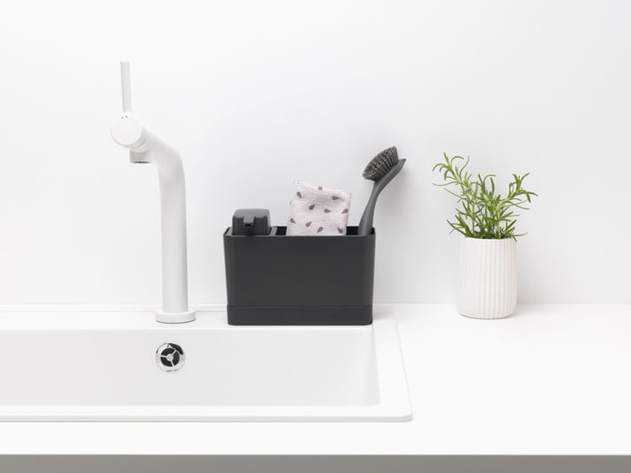 Органайзер за мивка с дозатор за течен сапун Brabantia Dark Grey