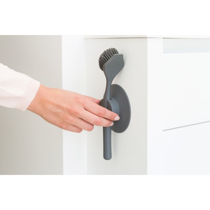 Четка за съдове Brabantia Dark Grey, вакуумна закачалка