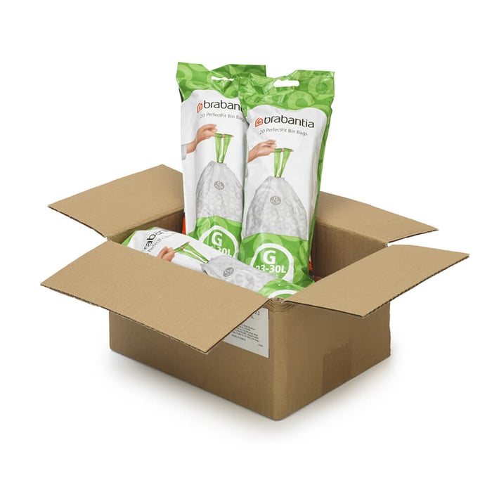 Торба за кош Brabantia PerfectFit NewIcon/Touch размер G, 23-30L, 120 броя, кутия
