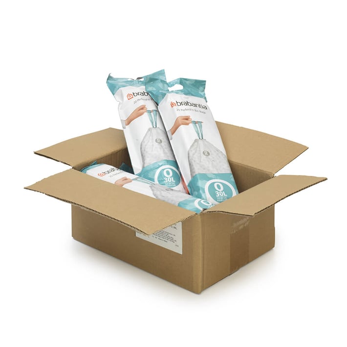 Торба за кош Brabantia PerfectFit FlatBack+/Bo размер O, 30L, 120 броя, кутия