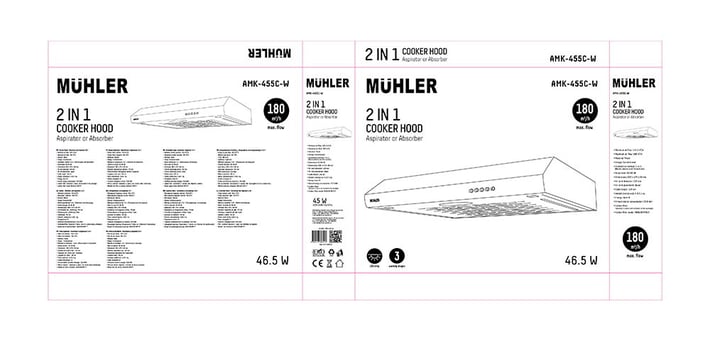 Cooker hood Muhler AMK-455C-W, classic, white,180 м ³/ч, 46.5W