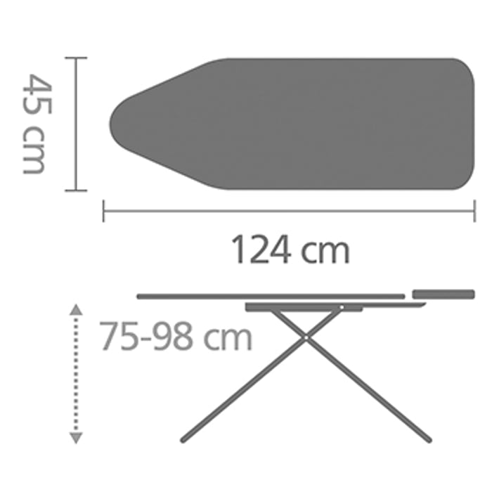 Маса за гладене Brabantia C 124x45cm с поставка за парогенератор, PerfectFlow Spring Bubbles