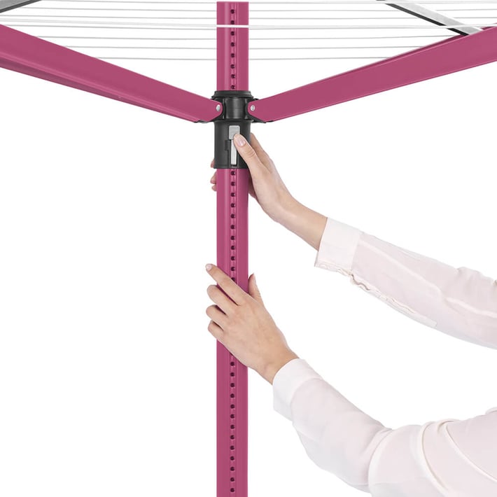 Външен простор Brabantia Lift-O-Matic 50m, метален шип за вкопаване, калъф и торба с щипки, Spring Pink