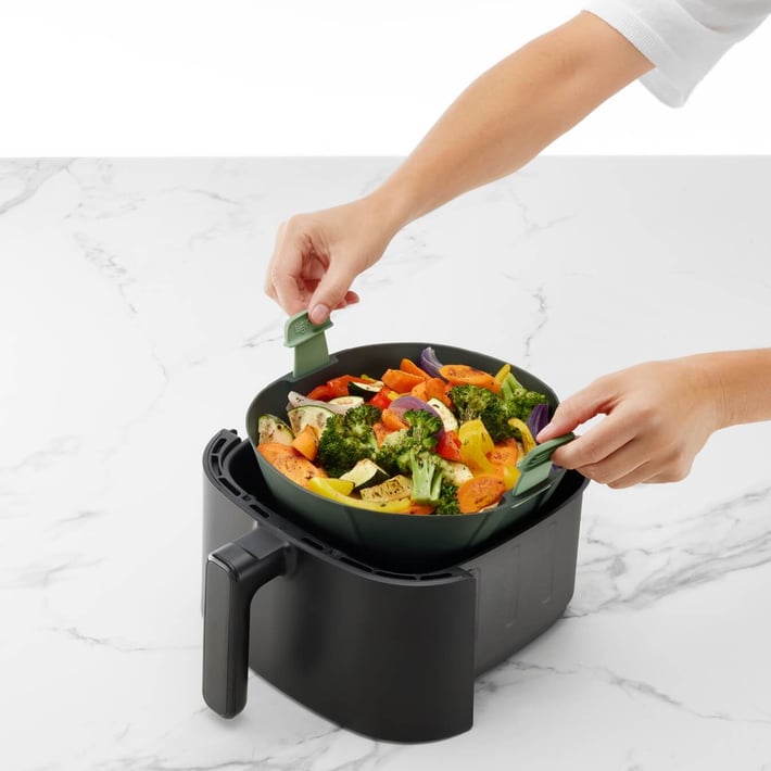 Кошничка за фритюрник с горещ въздух Lekue 25x25cm, оребрена