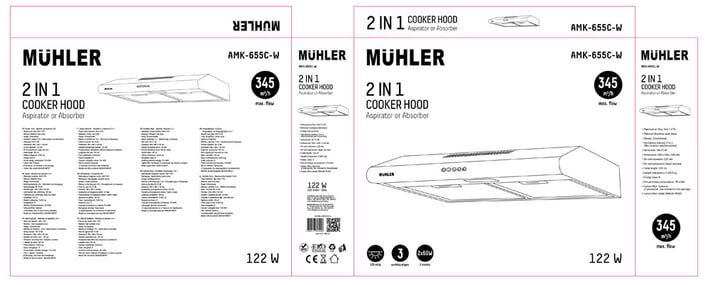 Cooker hood Muhler AMK-655C-W, classic, 344.7 м ³/ч, 2x60W
