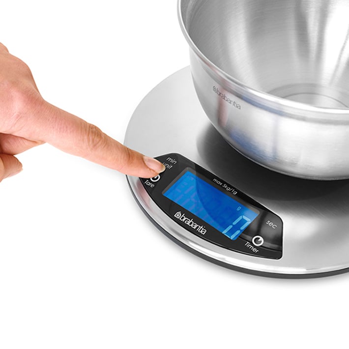 Кухненска везна Brabantia Profile Matt Steel, дигитална, с таймер, кръгла