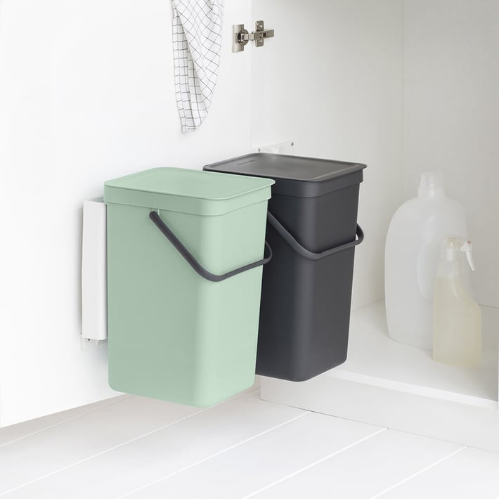 Кош за смет за разделно събиране Brabantia Sort&Go 2x16L,  Dark Grey & Jade Green