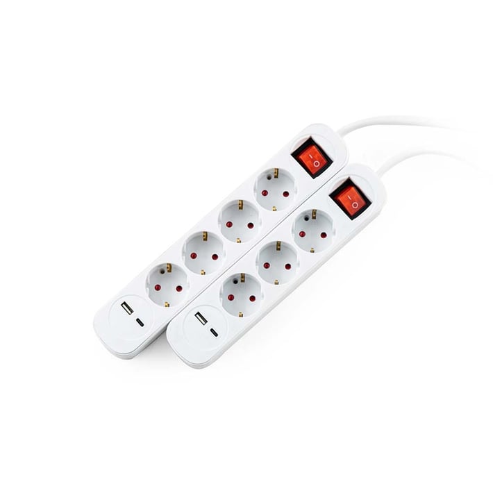 Portable multiple socket outlets with key,with 4-way+2-way USB ports type A+C