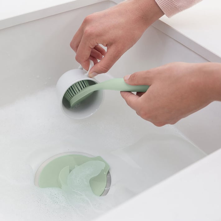 Четка за съдове Brabantia SinkSide Jade Green, вакуумна закачалка
