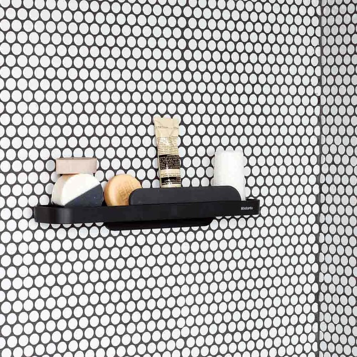 Рафт за душ с приставка за почистване Brabantia MindSet Dark Grey