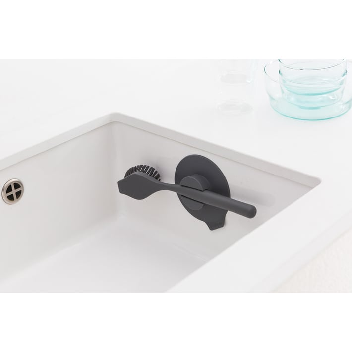 Четка за съдове Brabantia SinkSide Dark Grey, вакуумна закачалка