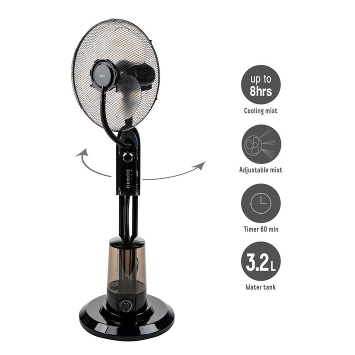 Вентилатор с водна мъгла 16" Muhler MF-1677, 75W, таймер, мехн. упр-е