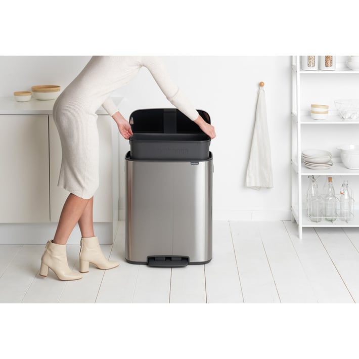 Кош за смет Brabantia Bo Pedal 60L, Matt Steel Fingerprint Proof