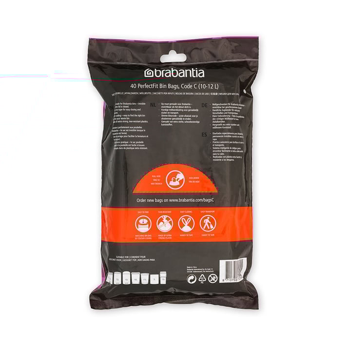 Торба за кош Brabantia PerfectFit Sort&Go/Touch N размер C, 10-12L, 40 броя, пакет