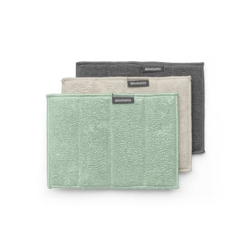 Microfibe Dish Cloths Brabantia Dark Grey/Soft Beige/Jade Green, 3 Pcs