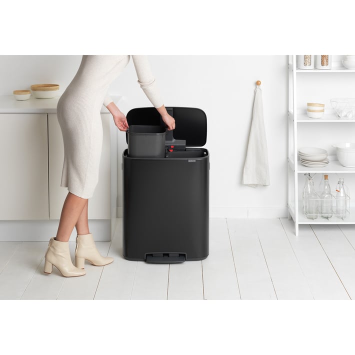 Кош за смет Brabantia Bo Pedal 2x30L, Matt Black