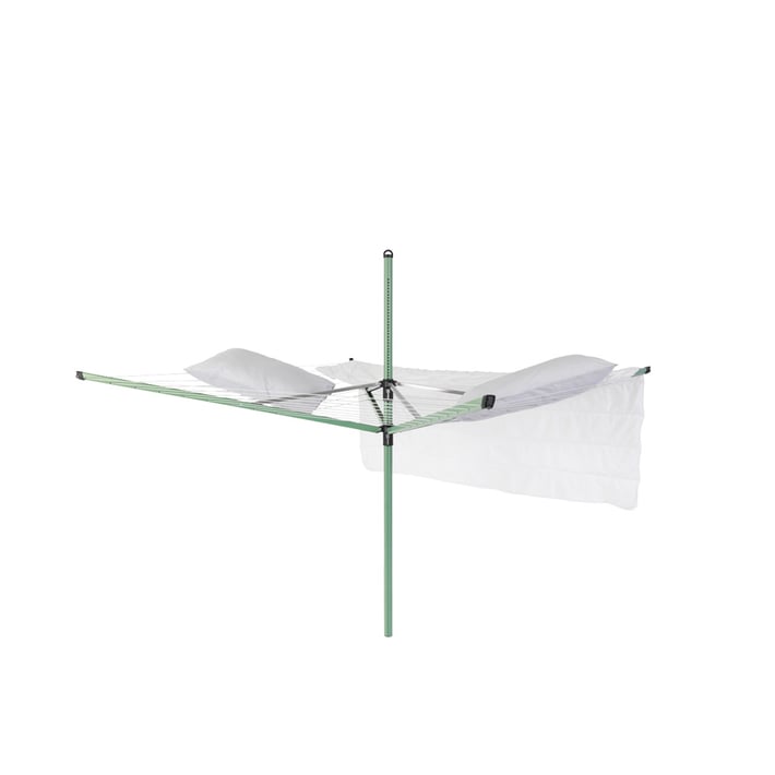 Външен простор Brabantia Lift-O-Matic 50m, метален шиш за вкопаване, калъф, торба с щипки, Leaf Green