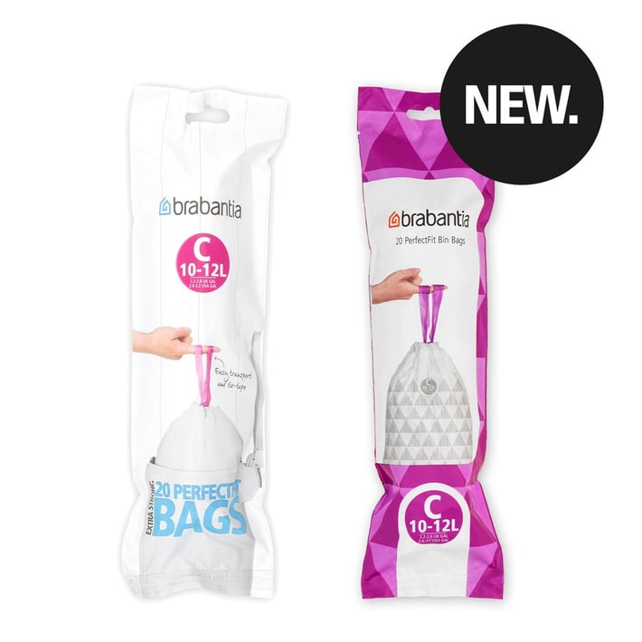 Торба за кош Brabantia размер C, 10-12L, 20 броя, бели