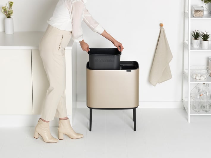 Waste Bin Brabantia Bo Touch 11+23L, Metallic Gold