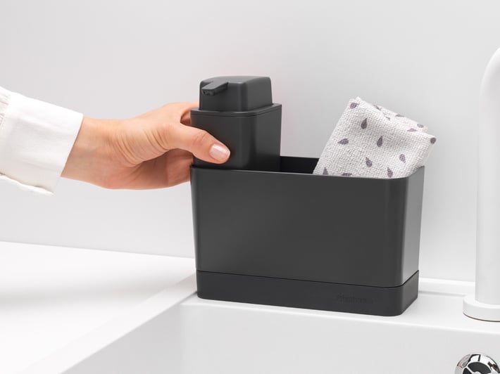 Органайзер за мивка с дозатор за течен сапун Brabantia Dark Grey