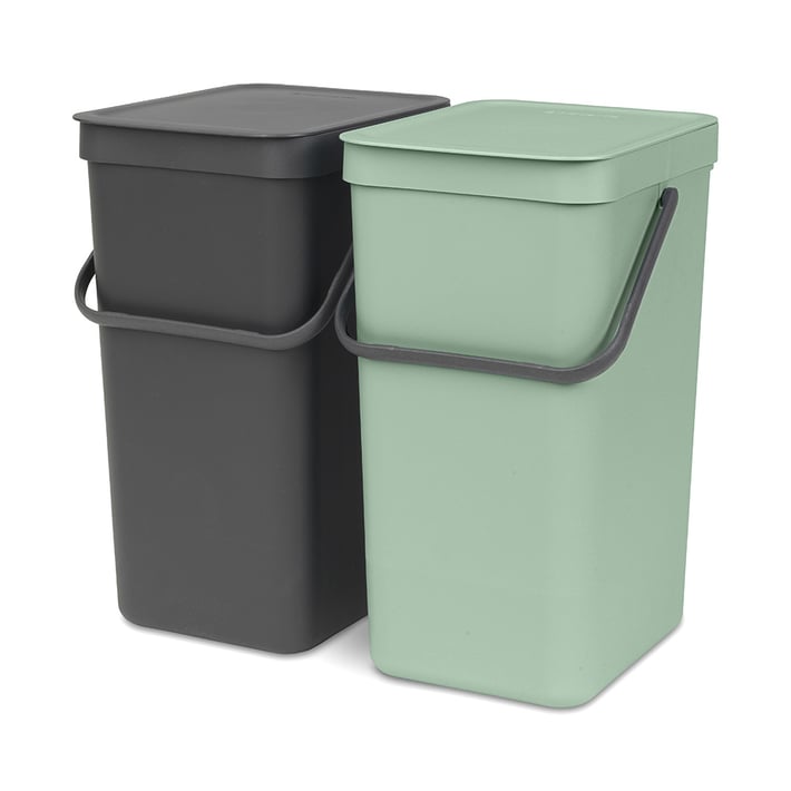 Кош за смет за разделно събиране Brabantia Sort&Go 2x16L,  Dark Grey & Jade Green