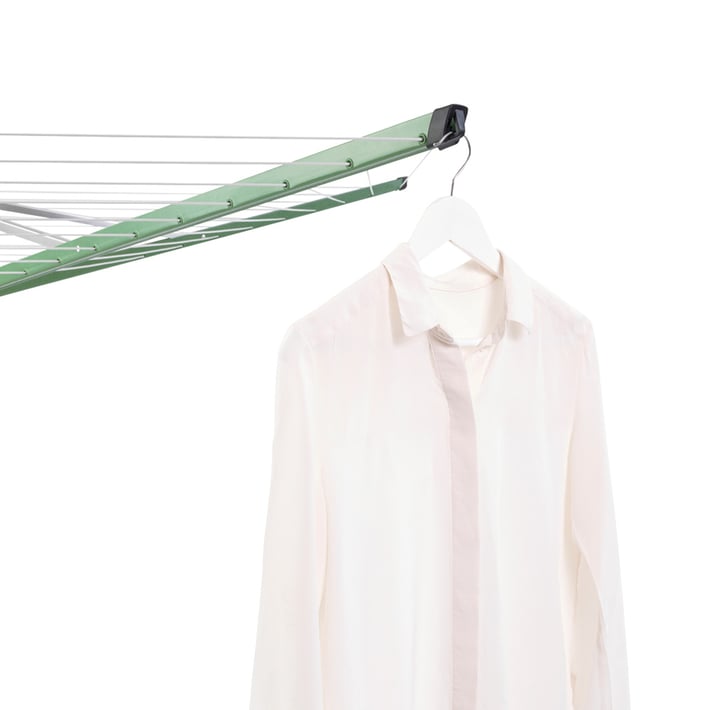 Външен простор Brabantia Lift-O-Matic 50m, метален шиш за вкопаване, калъф, торба с щипки, Leaf Green