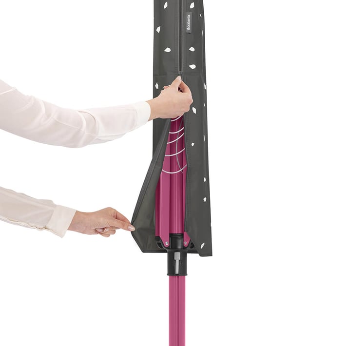 Външен простор Brabantia Lift-O-Matic 50m, метален шип за вкопаване, калъф и торба с щипки, Spring Pink