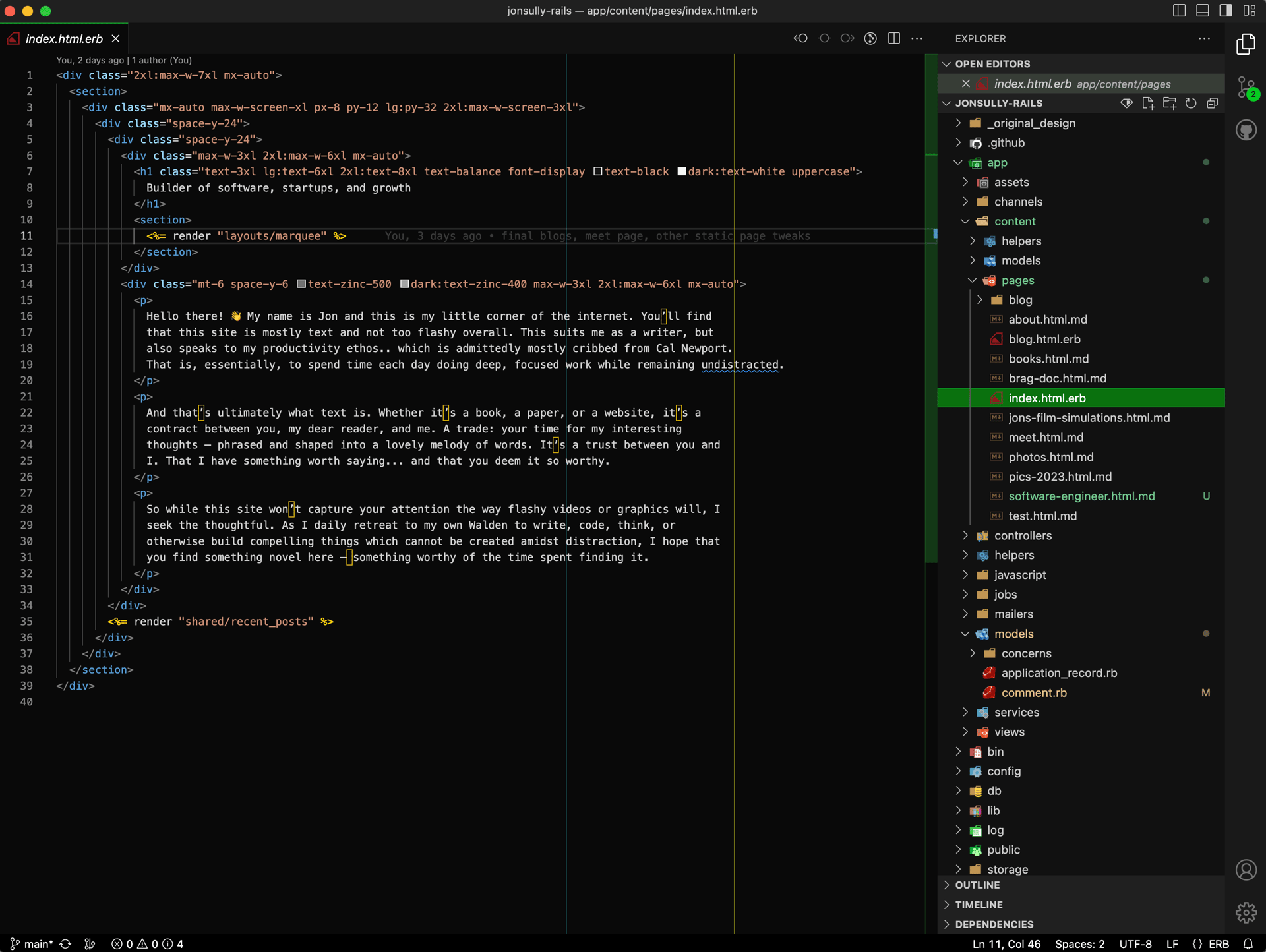 Screenshot of my code editor