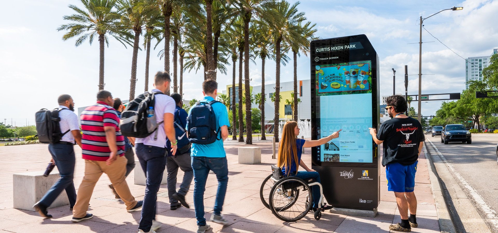 A smart kiosk installed in a sidewalk in Tampa, FL