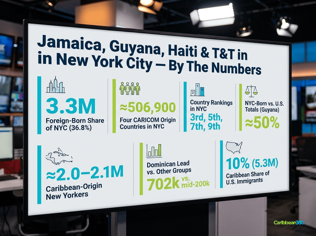 Jamaica, Guyana, Haiti & T&T in New York City — By The Numbers