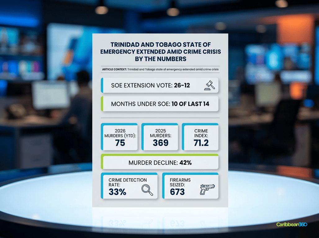 Trinidad and Tobago State of Emergency Extended Amid Crime Crisis By The Numbers