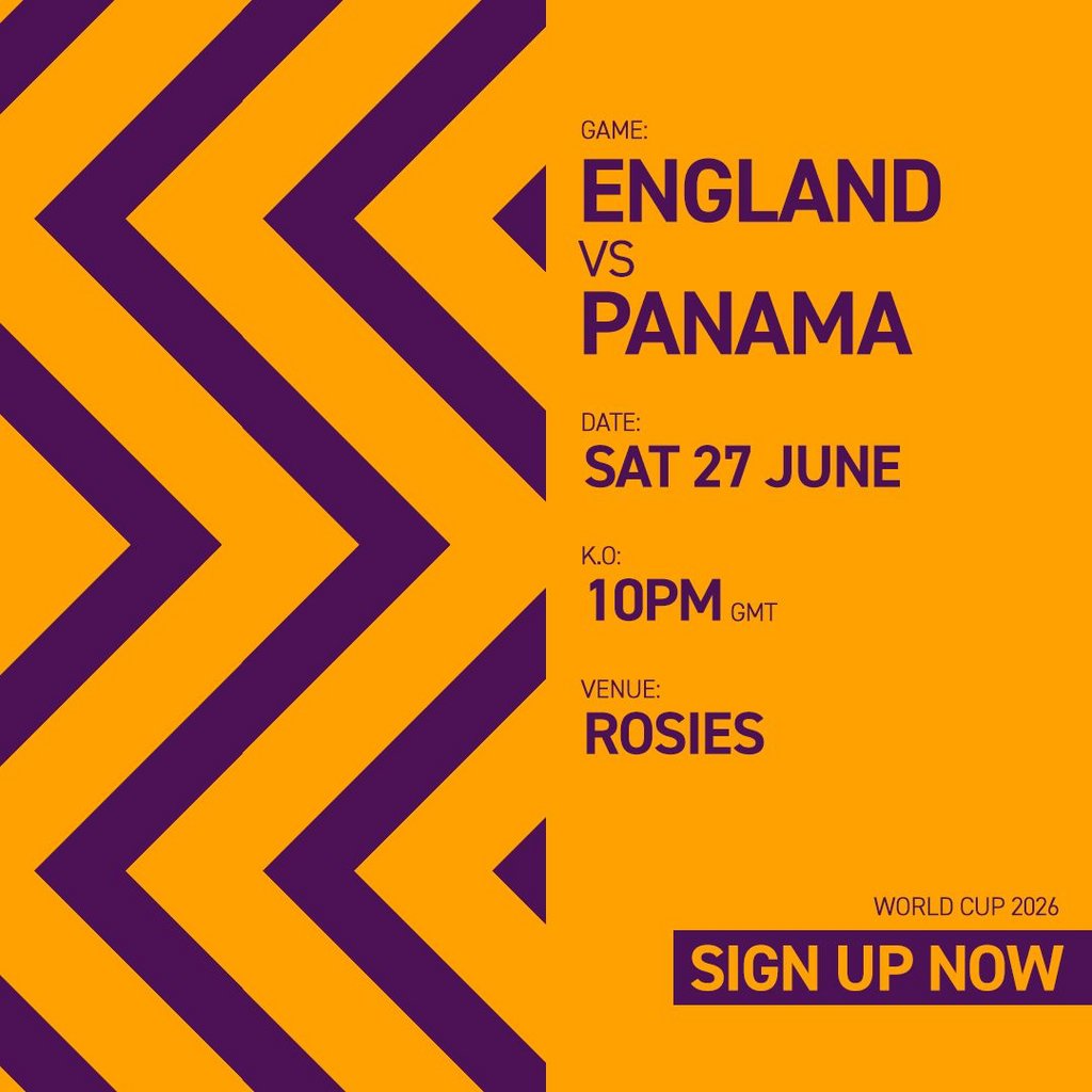 ENGLAND VS PANAMA Sat 27/06/26 FANZONE [SIGN UP NOW]