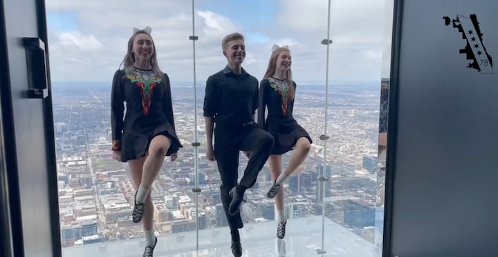 103 Floors Above Chicago Skydeck Chicago Celebrates St. Patrick's Day With Irish Dancers & Bagpipes